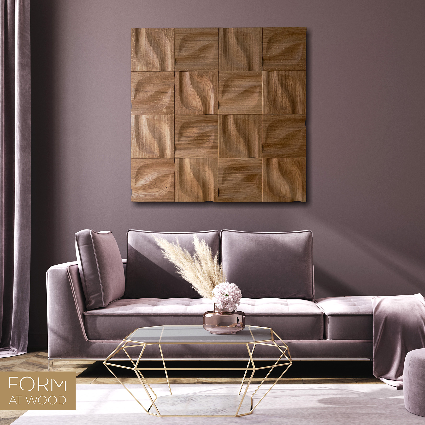 Arch: 3D Wood Panel with Arch Profile from Solid Wood Architectural Rendering