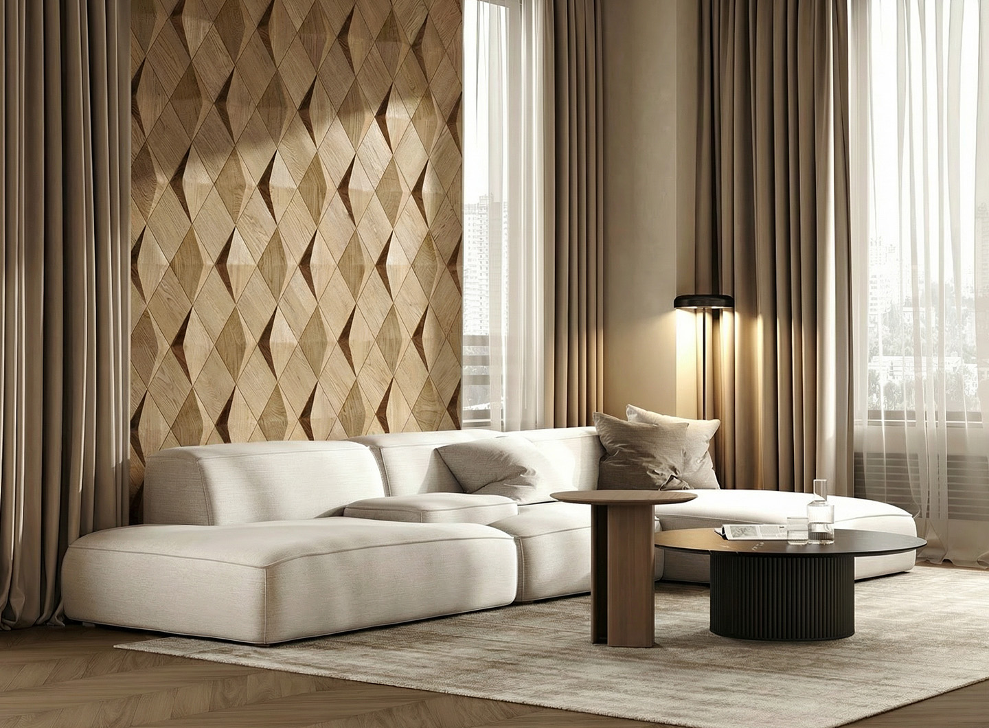 Caro Minus: Concave 3D Wood Panel from Solid Wood Render Showcase 2