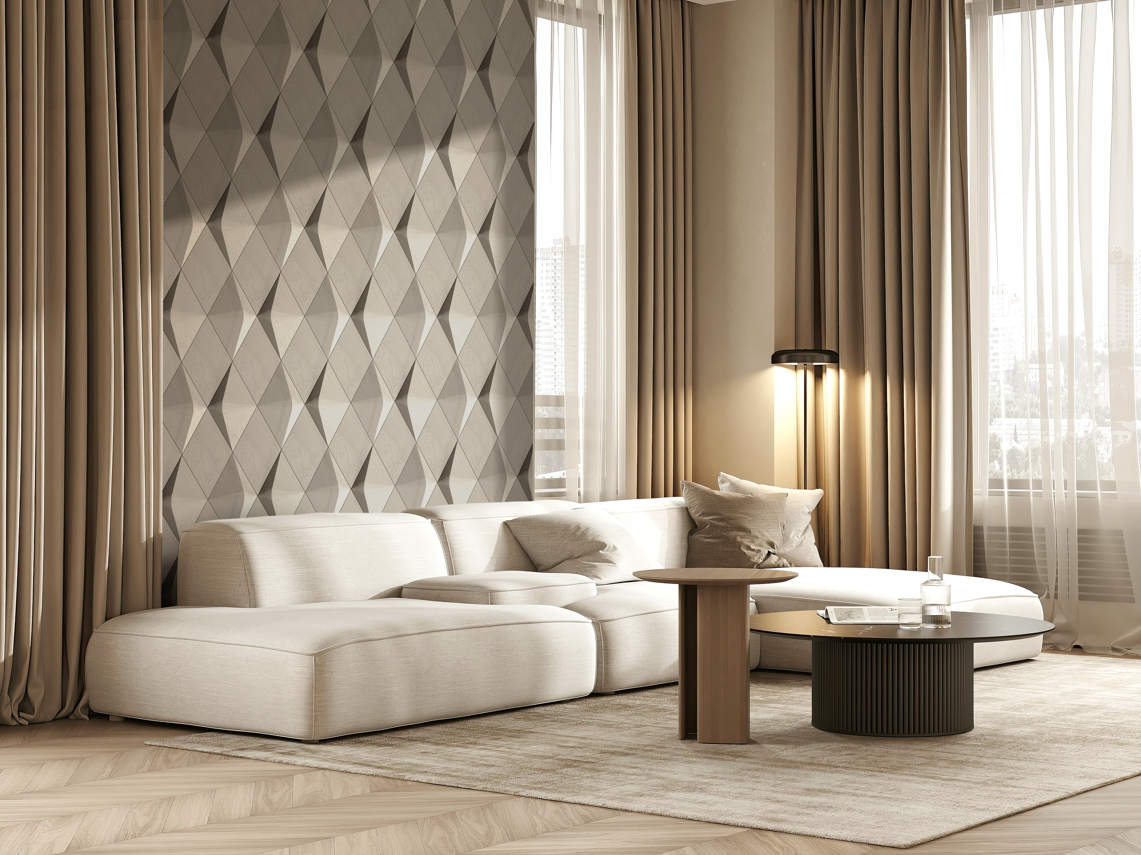 Caro Minus: Concave 3D Wood Panel from Solid Wood Render Showcase 4
