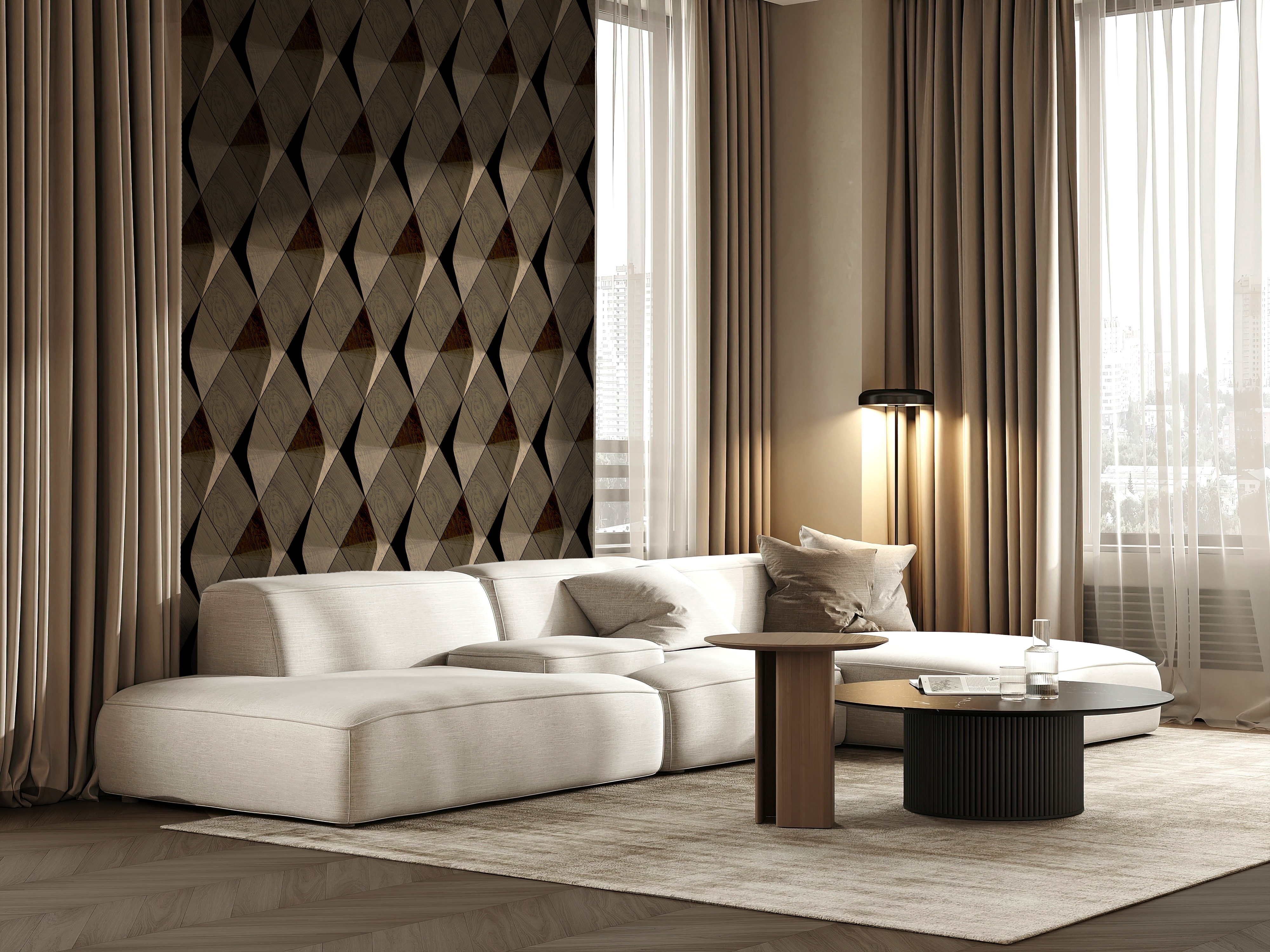 Caro Minus: Concave 3D Wood Panel from Solid Wood Render Showcase 5