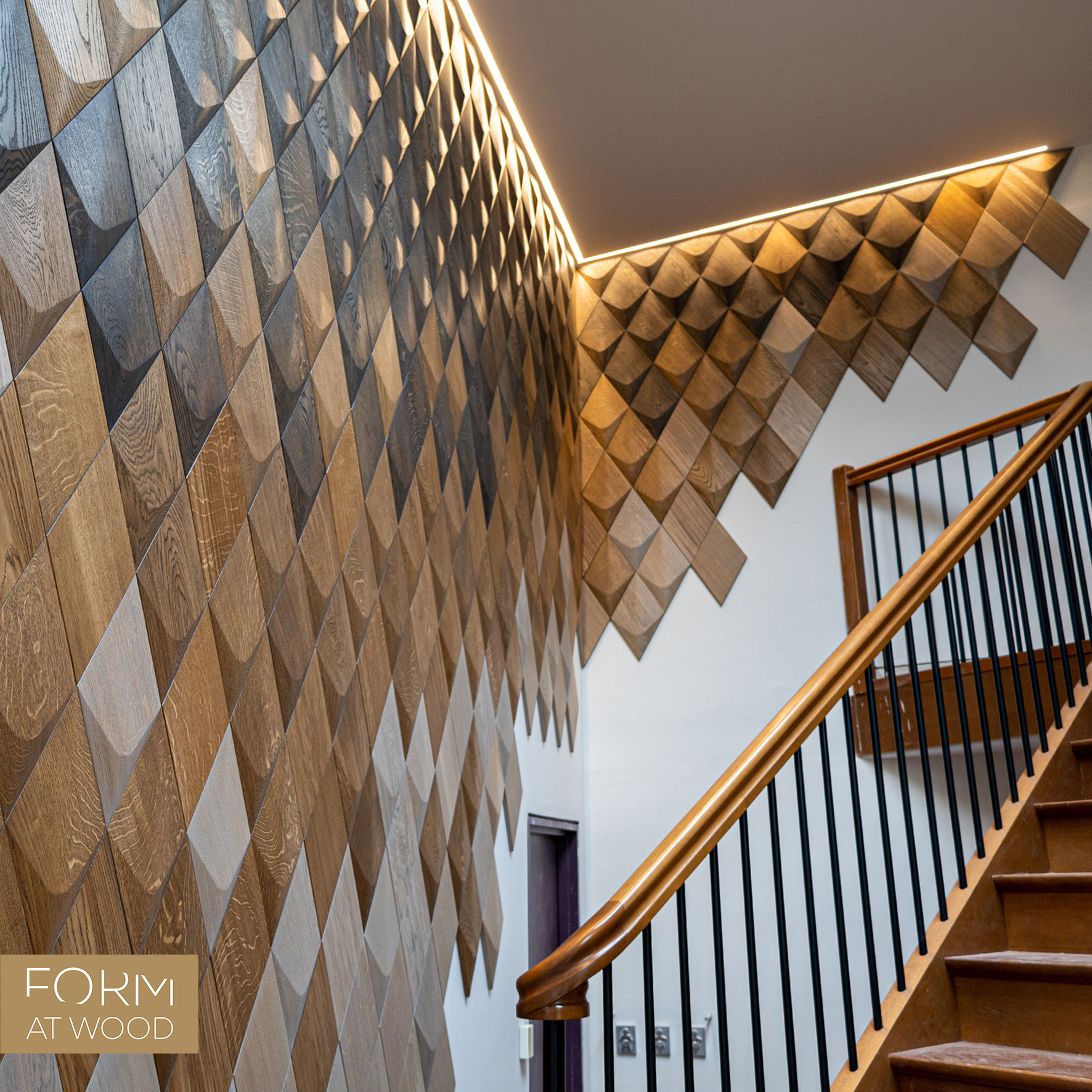 Caro Plus: Konvexes 3D-Holzpaneel aus Massivholz Architectural Rendering