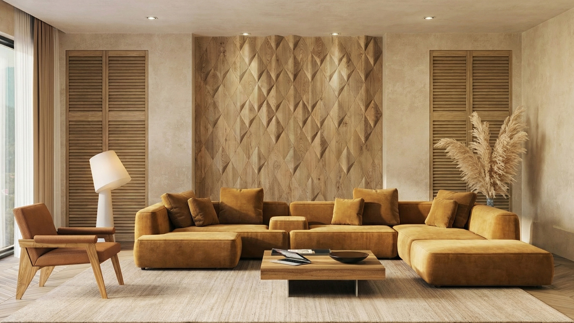 Caro Plus: Konvexes 3D-Holzpaneel aus Massivholz Render Showcase 1