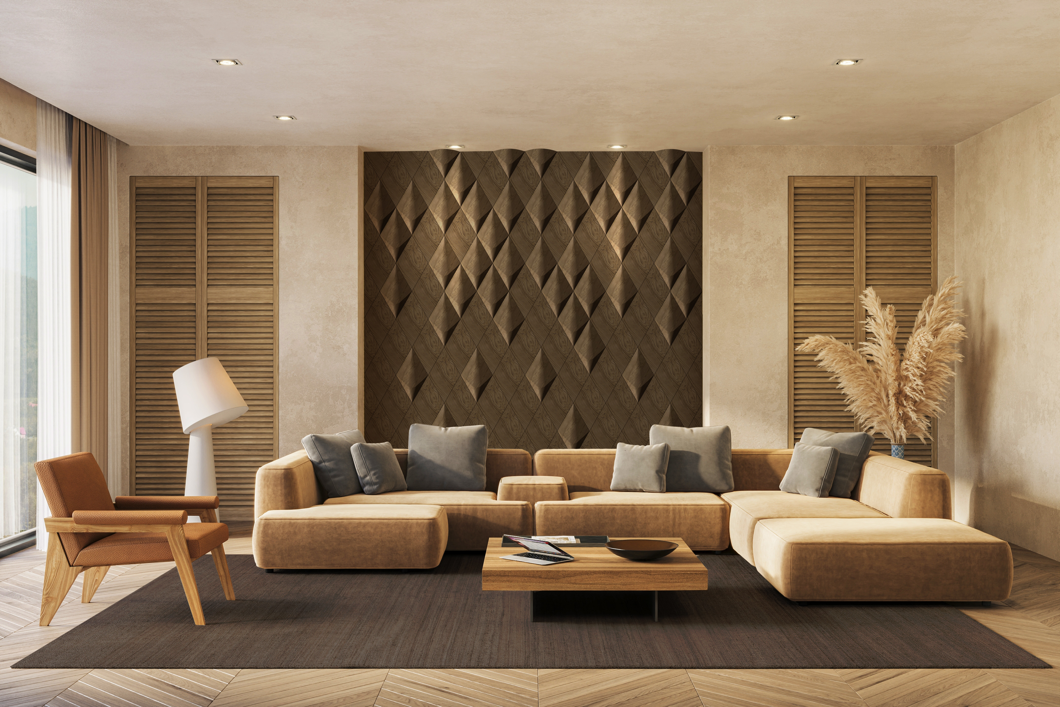 Caro Plus: Konvexes 3D-Holzpaneel aus Massivholz Render Showcase 2