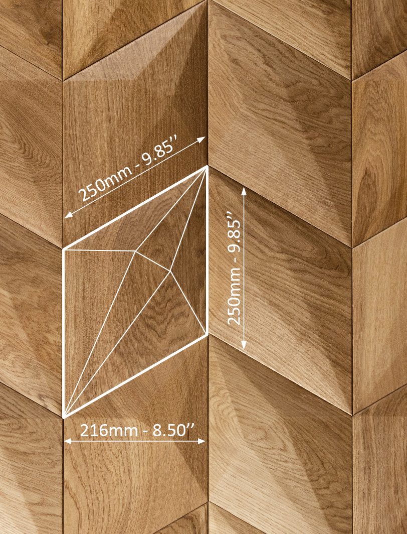Diamond: Facettiertes Rauten-3D-Holzpaneel aus Massivholz dimension sheets