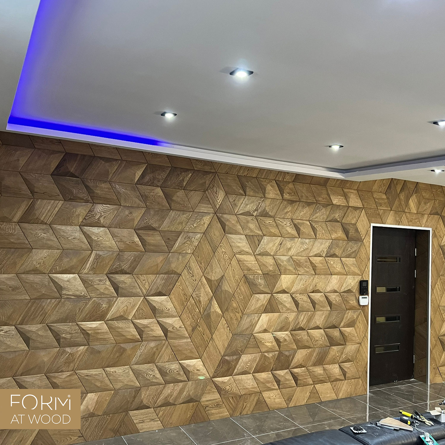 Diamond: Facettiertes Rauten-3D-Holzpaneel aus Massivholz Architectural Setup 1
