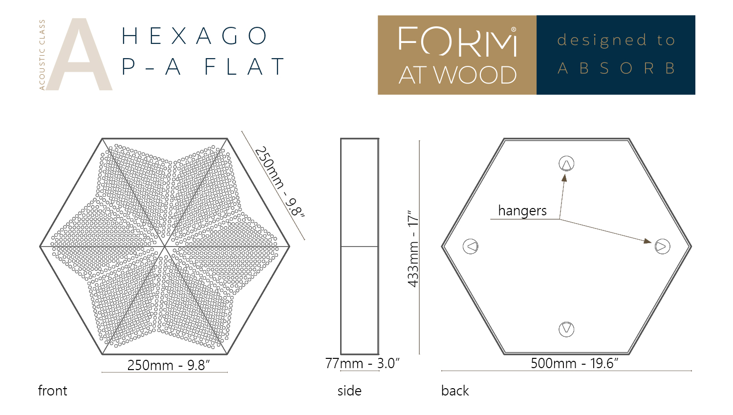 Hexago Pyramid P-A Flat: Flache Akustikpaneele & 2D Wandgestaltung mit geringer Bautiefe dimension sheets