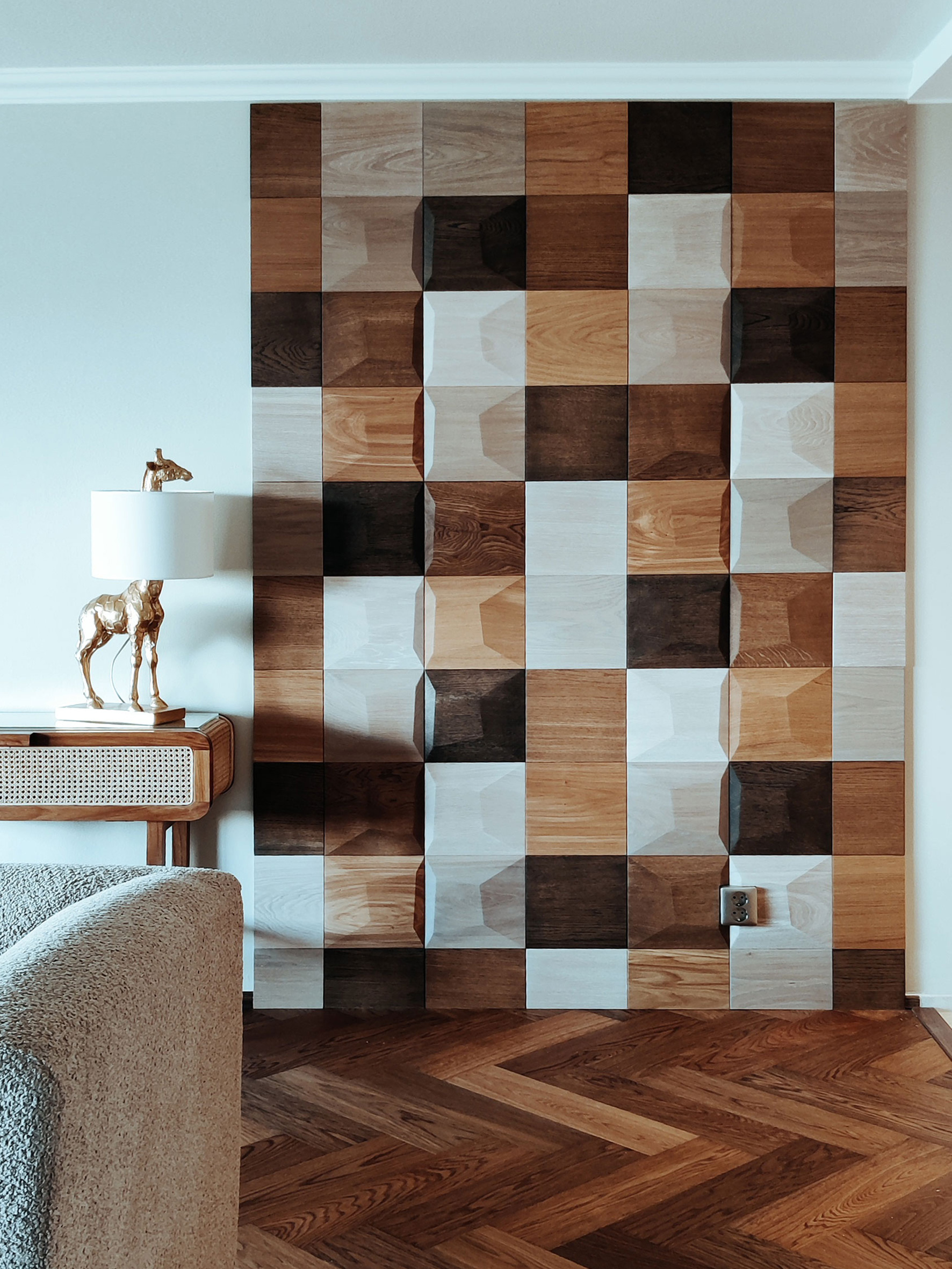Pillow: Konvex gewölbtes 3D-Holzpaneel aus Massivholz Architectural Setup 1
