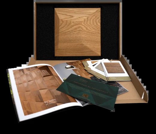 Pillow: Konvex gewölbtes 3D-Holzpaneel aus Massivholz Sample Box Atelier Showcase
