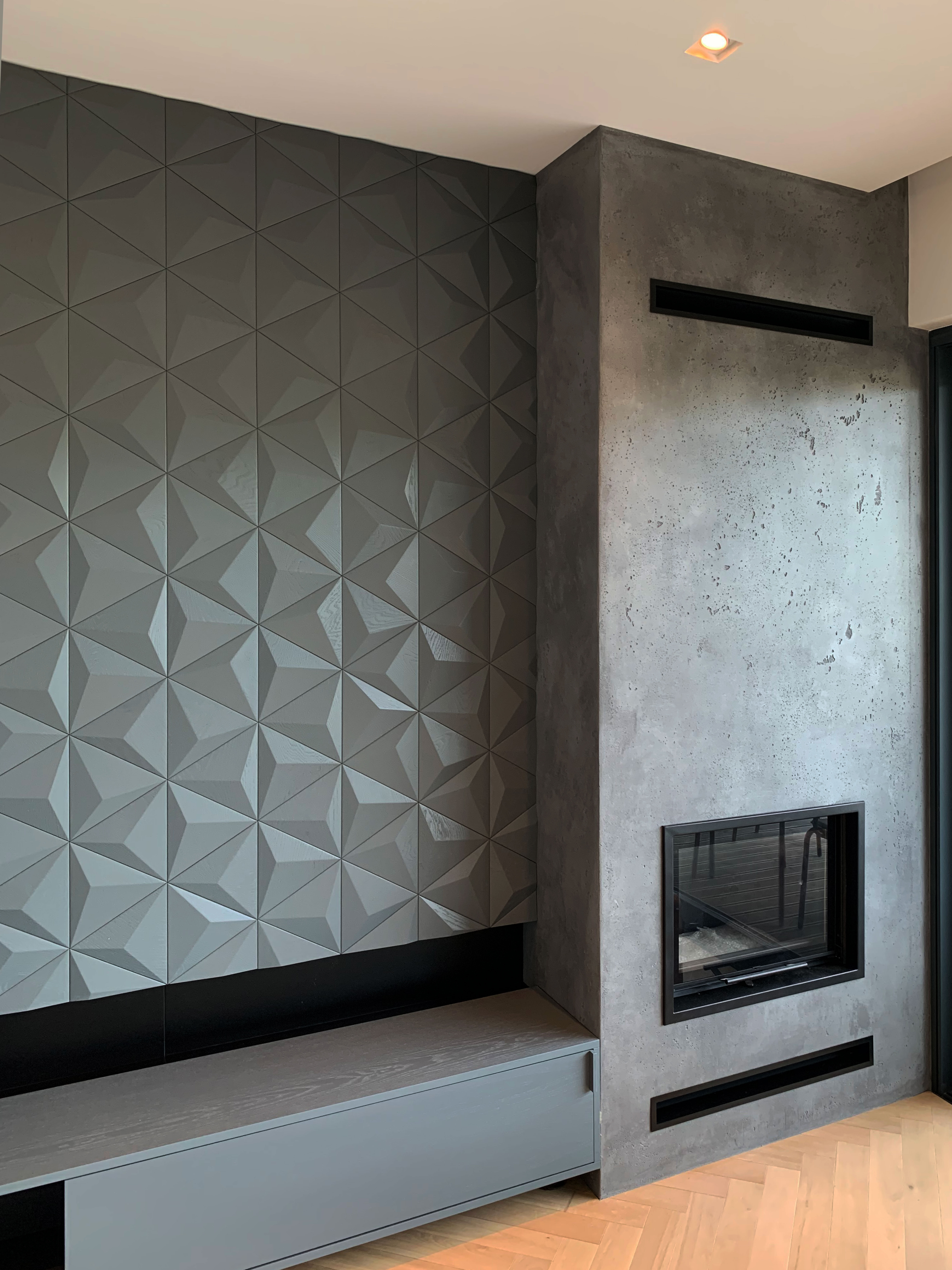 Pyramid: Asymmetrisches Dreiecks-3D-Holzpaneel aus Massivholz Architectural Setup 3