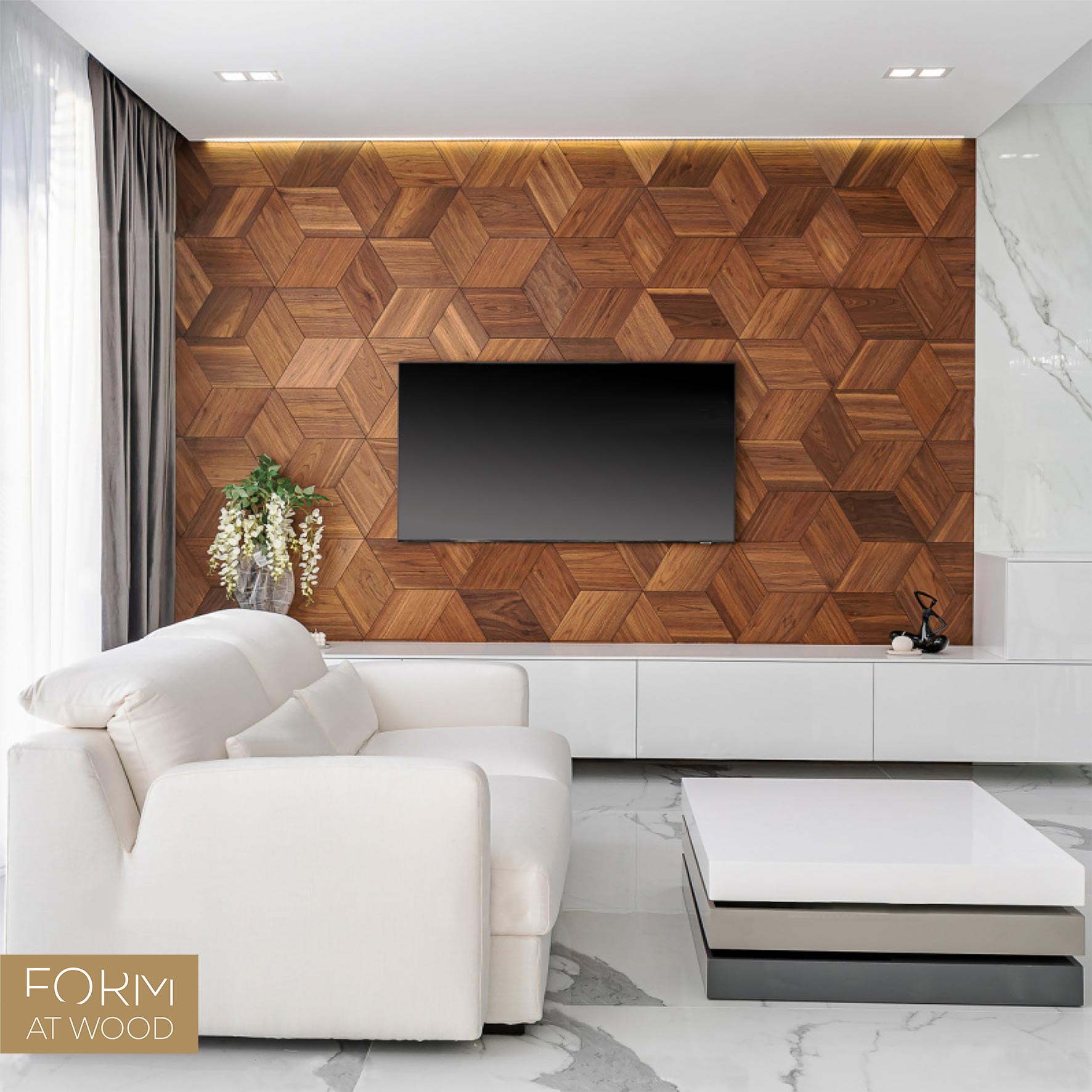Triangle: Flaches Dreieck-Wandpaneel aus Massivholz Architectural Setup 1