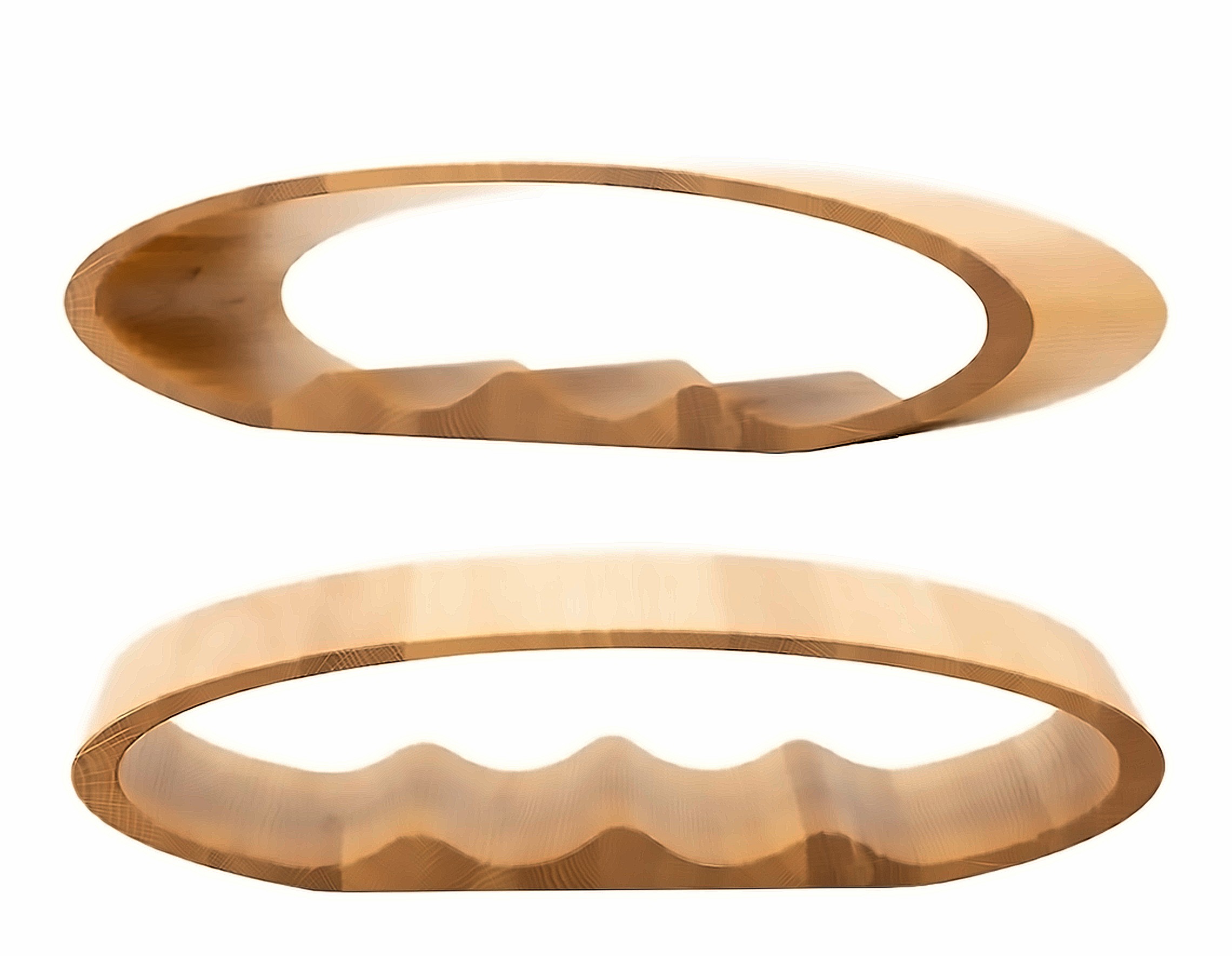 Ellipse: Elliptisches Massivholz-Weinregal für 4 Flaschen Freestanding Studio Visual