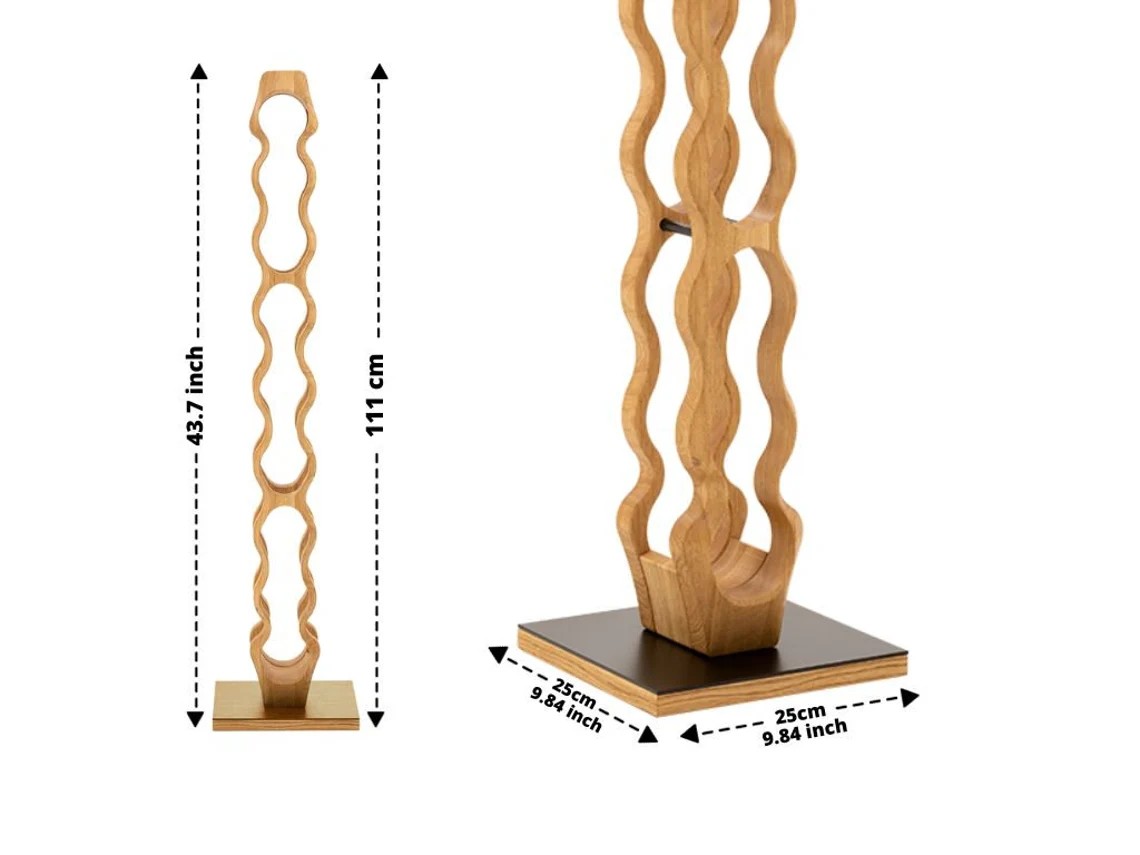 Omo: Bodenstehende Massivholz-Weinsäule auf Stahl-Basis Dimensions Showcase