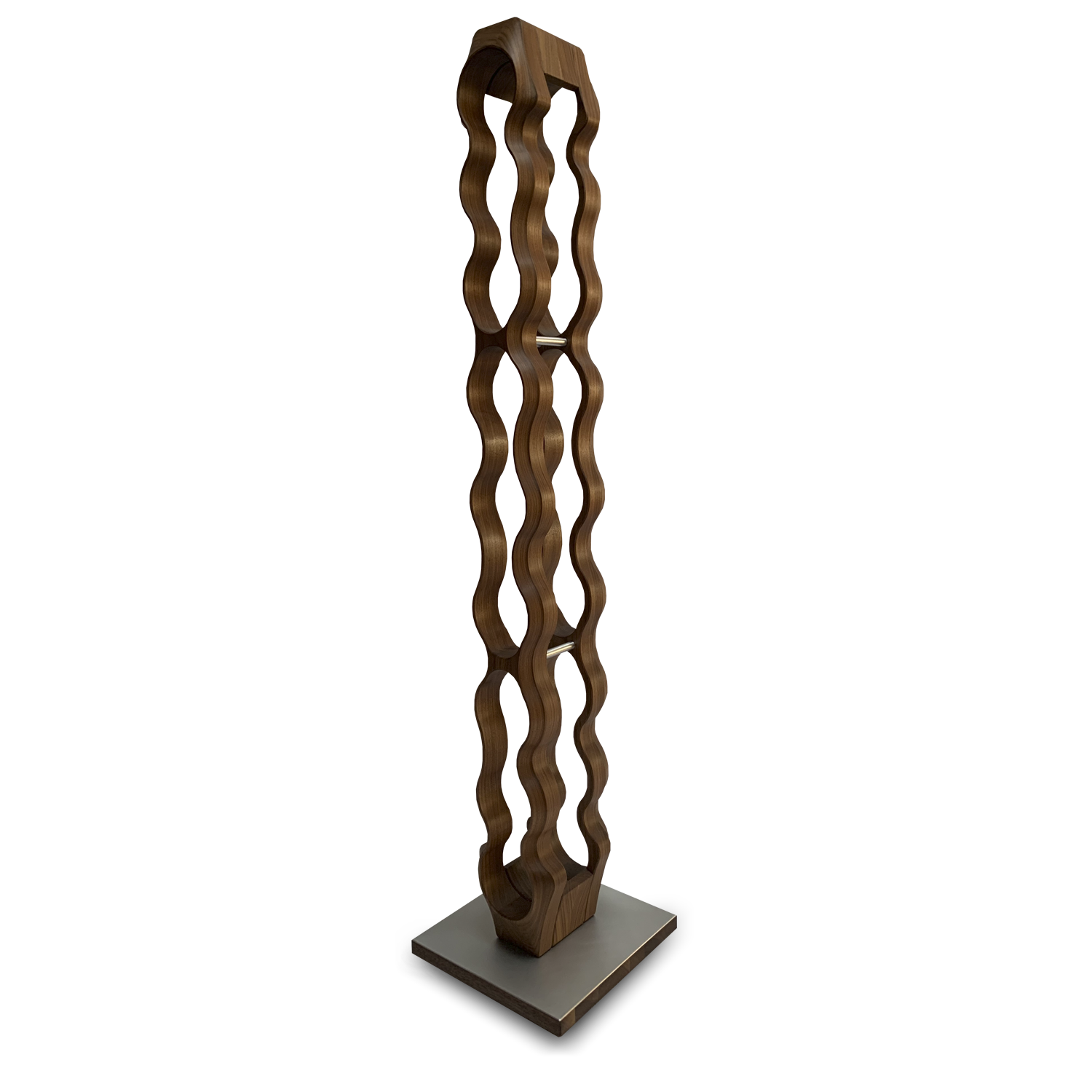 Omo: Bodenstehende Massivholz-Weinsäule auf Stahl-Basis Cinematic Fine Art Showcase