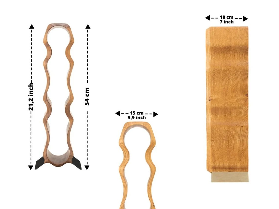 Trunk: Sculptural Solid Wood Wine Rack by OWN Studio Dimensions Showcase