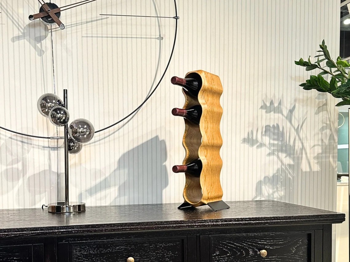 Trunk: Sculptural Solid Wood Wine Rack by OWN Studio cellaring in a private custom wine cellar