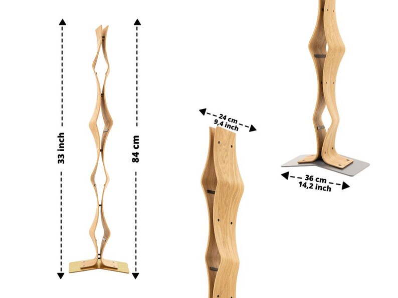 Twist: Twisted Solid Wood Column Wine Rack for 4 Bottles Dimensions Showcase