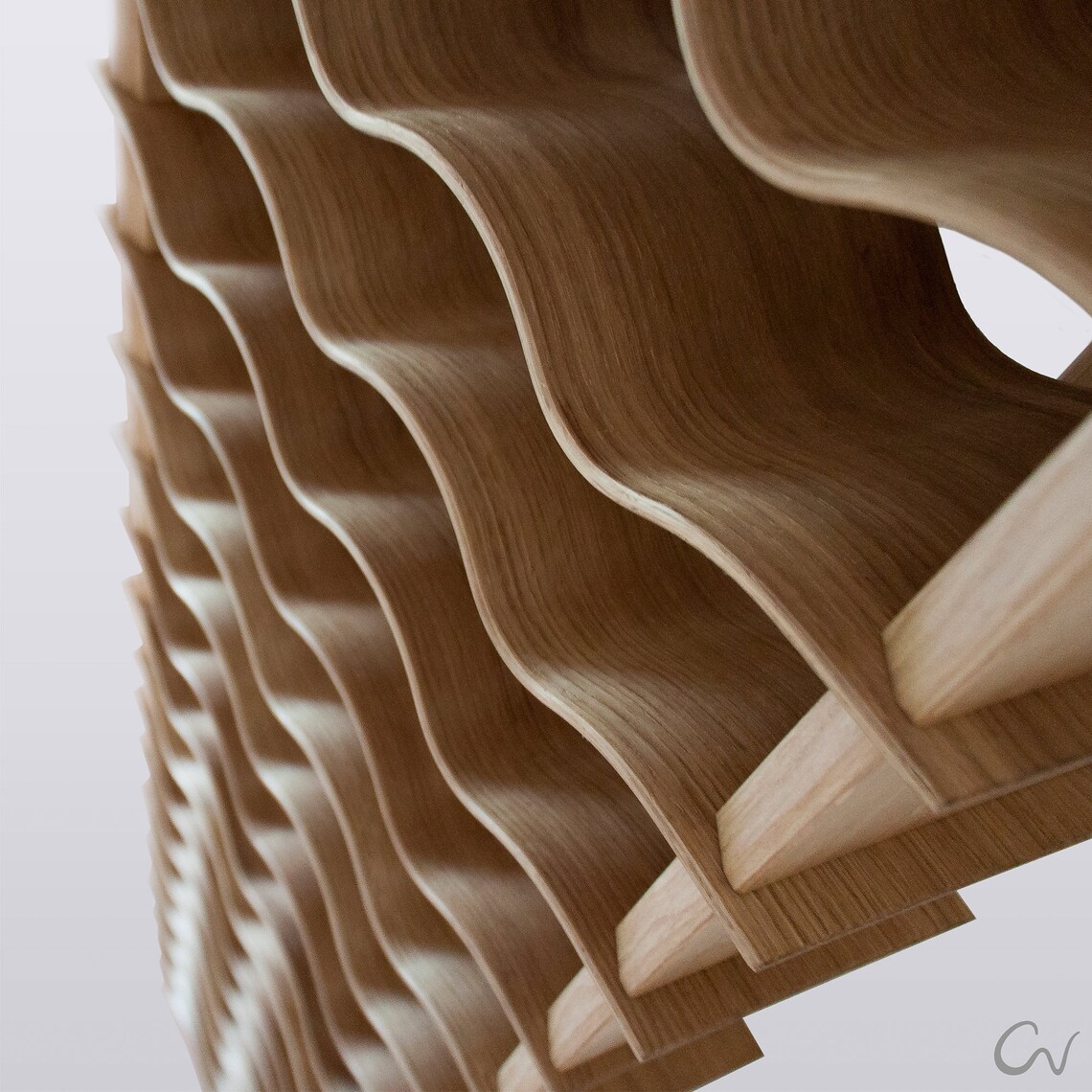 Wave Tall: Wandhoher Massivholz-Weinturm für 51 Flaschen in a premium Residential Living Room
